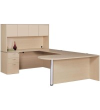 Amber Bullet Front Executive U-Shape Desk with Hutch