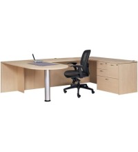 Amber Open Bullet Front Executive U-Shape Desk with Combo Storage