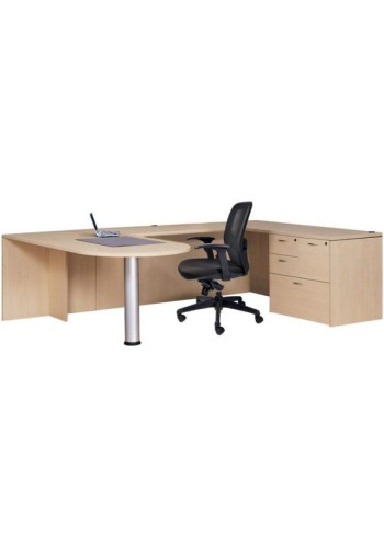 Amber Open Bullet Front Executive U-Shape Desk with Combo Storage