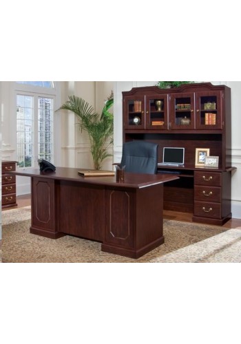 Andover Executive Desk with Credenza and Overhead Storage Hutch