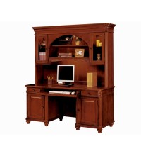 Antigua Computer Credenza with Palladium Overhead Storage