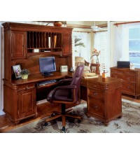 Antigua Computer  L-Shape Desk with Governor’s Overhead Storage