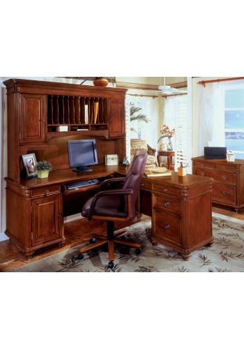 Antigua Computer  L-Shape Desk with Governor’s Overhead Storage