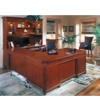 Antigua Executive U-Shape Desk with Palladium Overhead Storage