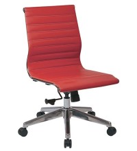 Armless Mid Back Red Eco Leather Chair