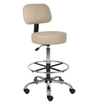 Beige Medical Stool with Backrest/Footring (MB16245-BG)