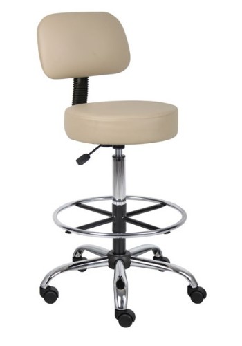 Beige Medical Stool with Backrest/Footring (MB16245-BG)
