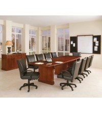 Belmont 14’ Brown Cherry Boat Shape Expandable Conference Table