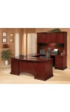 Belmont Brown Cherry Executive Corner U-Shape Desk with Overhead Storage