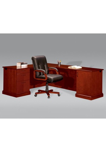 Belmont Brown Cherry Executive CPU Corner L-Shape Desk