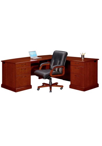 Belmont Brown Cherry Executive L-Shape Desk