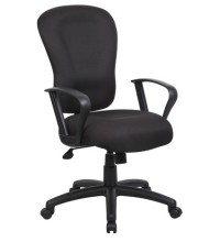 Black Crepe Fabric Memory Foam Task Chair with Looped Arms (MB2572)