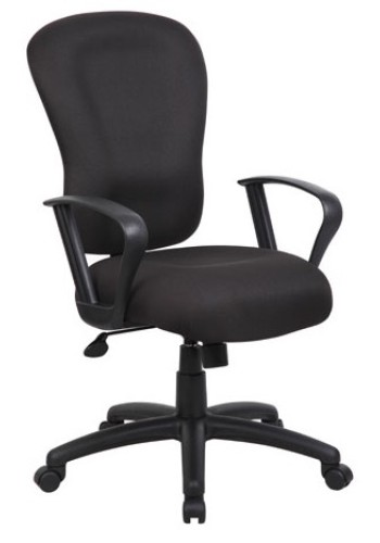 Black Crepe Fabric Memory Foam Task Chair with Looped Arms (MB2572)