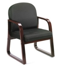 Black Fabric Mahogany Wood Finish Guest Chair (MB9570-BK)