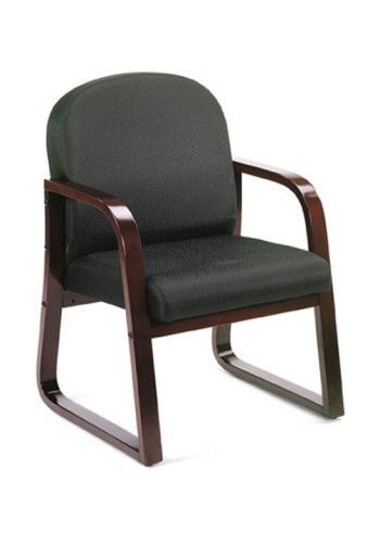 Black Fabric Mahogany Wood Finish Guest Chair (MB9570-BK)