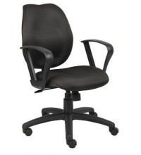 Black Fabric Mid Back Task Chair with Loop Arms (MB1015-BK)