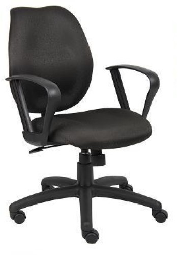 Black Fabric Mid Back Task Chair with Loop Arms (MB1015-BK)