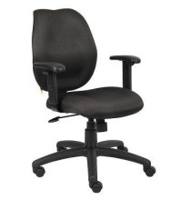 Black Fabric Mid Back Task Chair with Adjustable Arms (MB1014-BK)