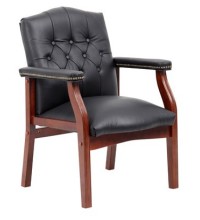 Black Italian Leather Classic Traditional Guest Chair (MB969)