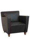 Black Leather Club Chair with Cherry Finish Legs (MSL8471)