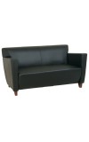 Black Leather Loveseat with Cherry Finish Legs (MSL8472)