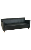 Black Leather Sofa with Cherry Finish Legs (MSL8473)