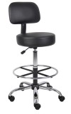 Black Medical Stool with Backrest/Footring (MB16245-BK)