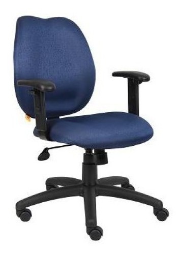 Blue Fabric Mid Back Task Chair with Adjustable Arms (MB1014-BE)