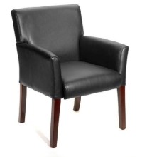 Box Arm Guest Chair with Mahogany Wood Finish Legs (MB619)