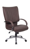 Brown and Pewter Mid Back Leather Executive Chair (MB9706P-BB)