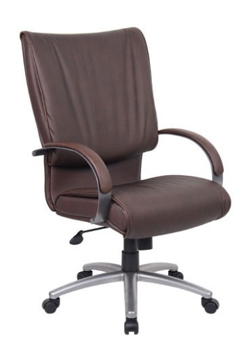 Brown and Pewter Mid Back Leather Executive Chair (MB9706P-BB)