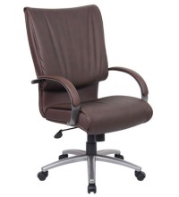 Brown Leather and Pewter Finish Executive Chair (MB9701P-BB)