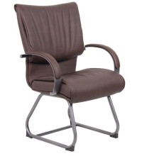 Brown Leather Executive Guest Chair with Pewter Finish (M9709P-BB)