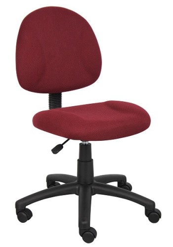 Burgundy Fabric Armless Deluxe Posture Task Chair (MB315-BY)