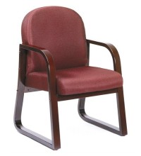 Burgundy Fabric Mahogany Wood Finish Guest Chair (MB9570-BY)