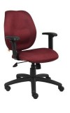 Burgundy Fabric Mid Back Task Chair with Adjustable Arms (MB1014-BY)