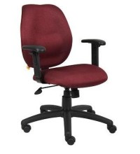 Burgundy Fabric Mid Back Task Chair with Adjustable Arms (MB1014-BY)