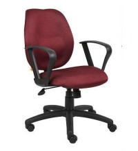 Burgundy Fabric Mid Back Task Chair with Loop Arms (MB1015-BY)