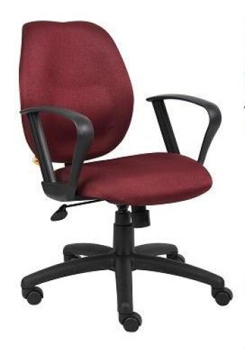 Burgundy Fabric Mid Back Task Chair with Loop Arms (MB1015-BY)