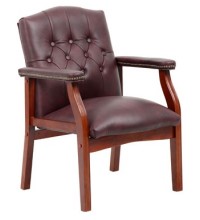 Burgundy Italian Leather Classic Traditional Guest Chair (MB969-B)