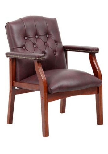 Burgundy Italian Leather Classic Traditional Guest Chair (MB969-B)