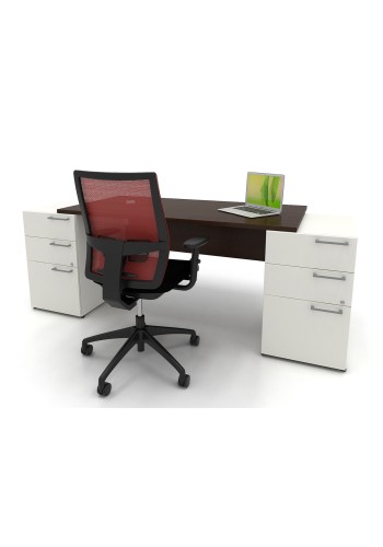 C.A., 60 and  Executive Desk with Modular Pedestals