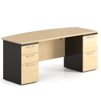 Concept 300, 72 and  Bow-Front Double Metal Pedestal Executive Desk