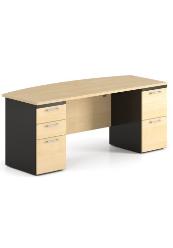 Concept 300, 72 and  Bow-Front Double Metal Pedestal Executive Desk