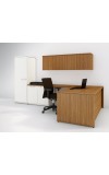 Concept 400E, L-Shape Executive Desk Shell with Wall-Mounted Hutch