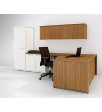 Concept 400E, L-Shape Executive Desk Shell with Wall-Mounted Hutch