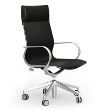 Curva Aluminum Frame Hi-Back Leather Executive Chair with Casters