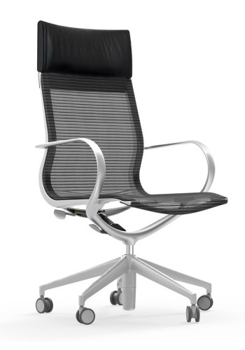 Curva Aluminum Frame Hi-Back Mesh Executive Chair with Casters