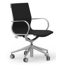 Curva Aluminum Frame Mid-Back Leather Executive Chair with Casters