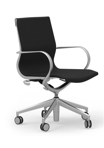 Curva Aluminum Frame Mid-Back Leather Executive Chair with Casters